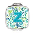 Carolines Treasures Letter Z Flowers and Butterflies Teal Blue Compact Mirror CJ2006-ZSCM